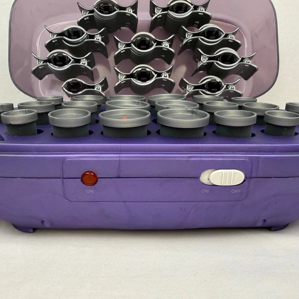 Hot Shot Tools Professional Hair Setter 20 Flocked Rollers Purple Tested Works